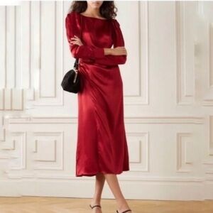 Reformation Cameron Dress Ruby Red Jewel Red Tone Size 6 NWOT condition MIDI